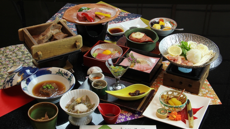 ■夕食■秋田肉グルメ会席。にぐばり食ねで、野菜もけ！（料理イメージ）