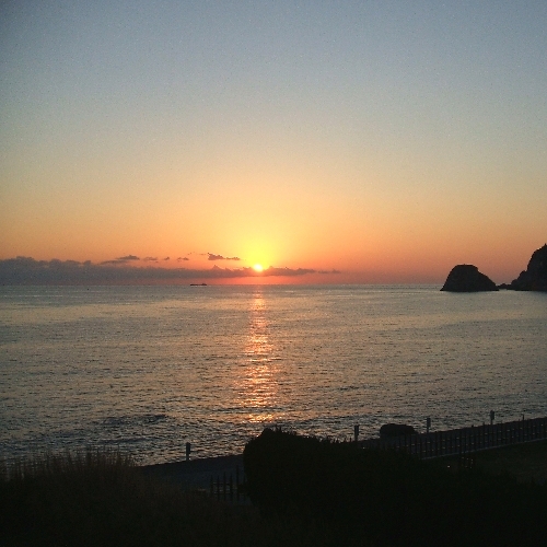 沐浴後欣賞日落