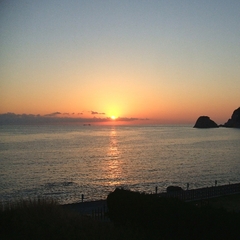 お風呂からの夕陽