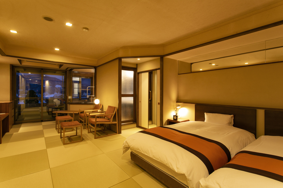 翠葉亭(12畳・源泉かけ流しビューバス・足湯・ツインベッド)