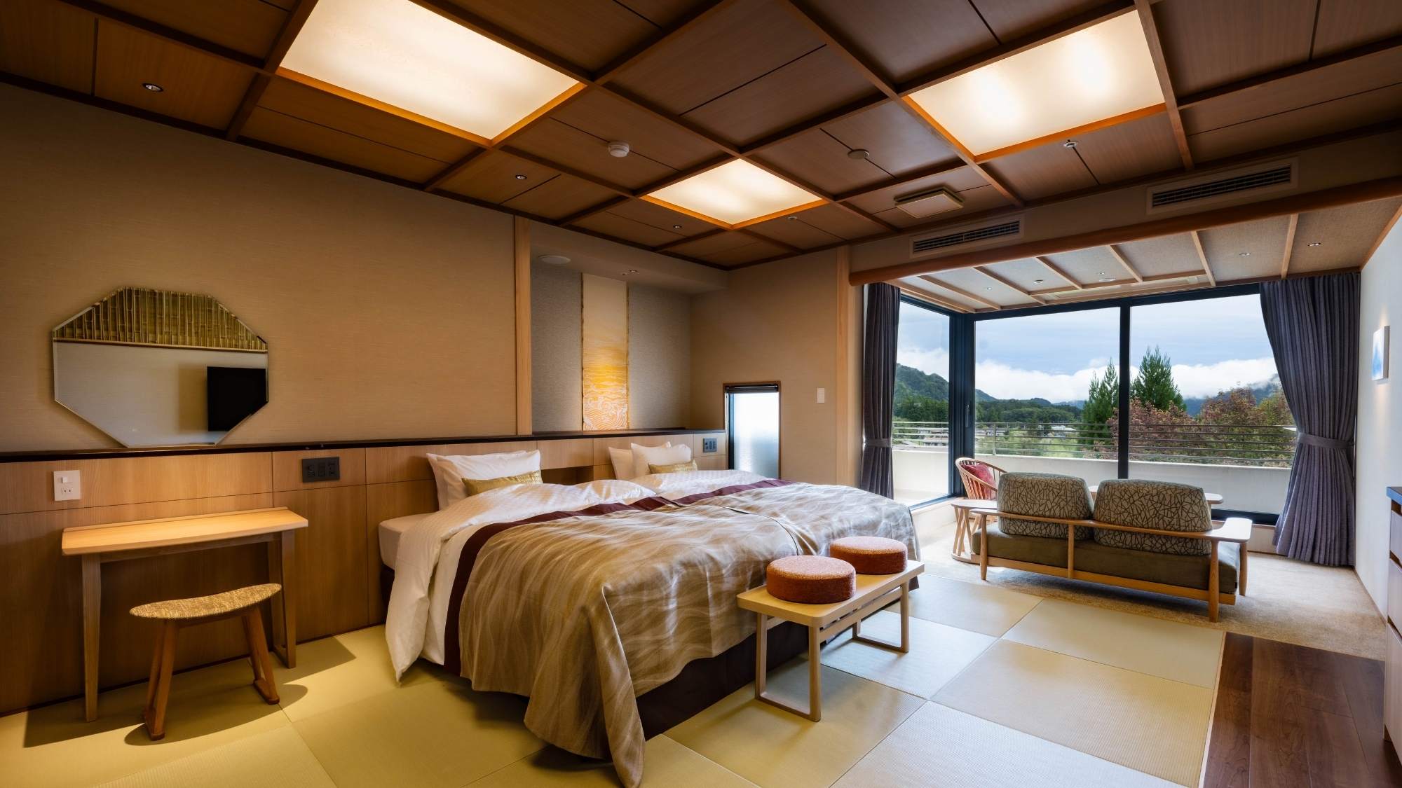  【静龍・和洋ツインベッドルーム】2025年秋リニューアルオープンした和洋室です。