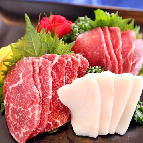 【グレードアッププラン】露天付・個室食「熊本特選馬刺し」＆「馬焼き」＆「あそ赤牛料理」