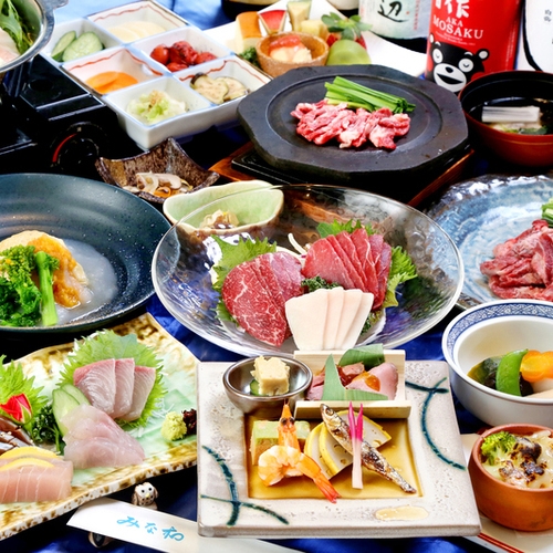 【馬づくし懐石プラン】馬刺し盛り合わせ・馬しゃぶ・馬ひも石焼など　熊本名産の馬肉を味わう！