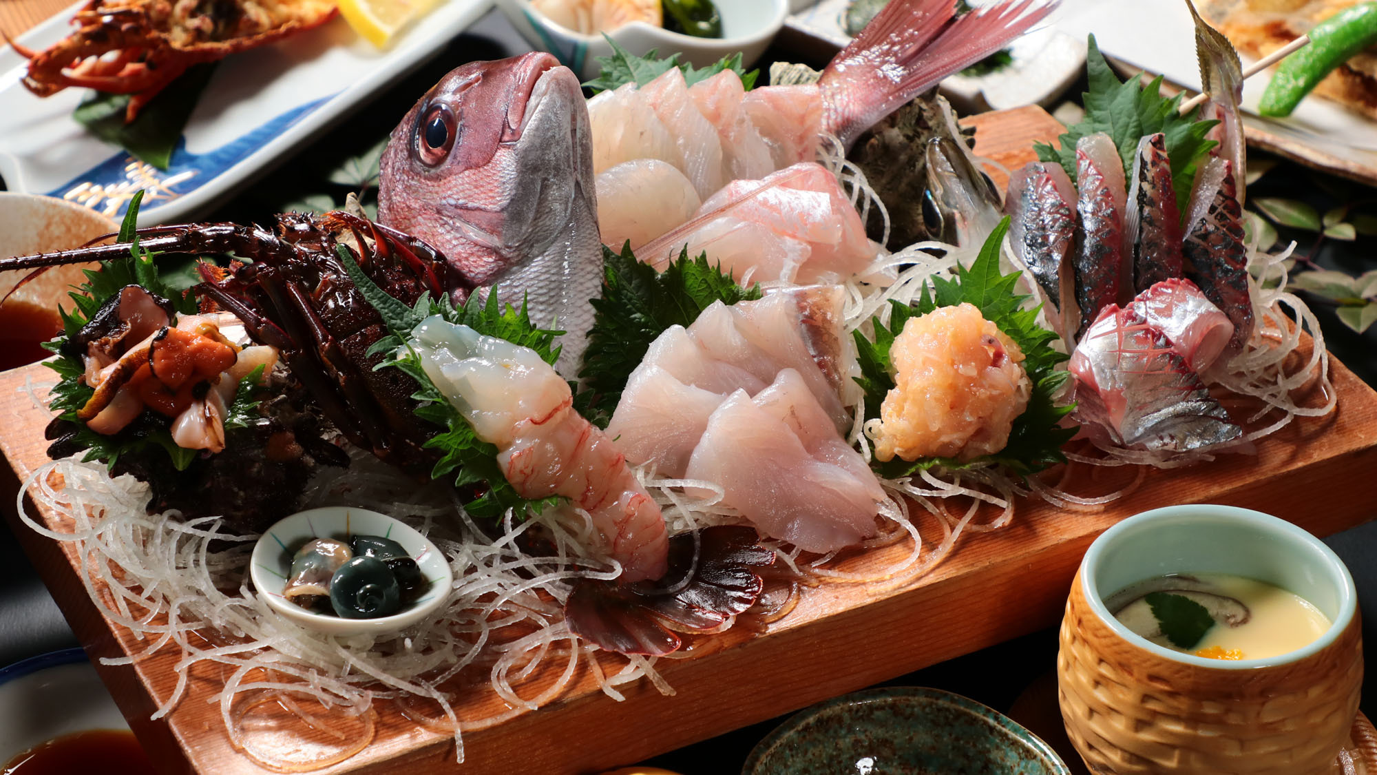【2食付】伊勢海老御造り×地元天然魚介盛合せグレードアップ会席