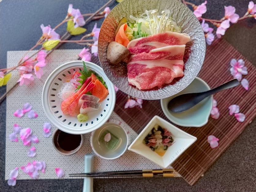 ホタルイカ・・ヨモギ豆腐・季節のお造り盛り合わせ　 春メニューのイメージです。