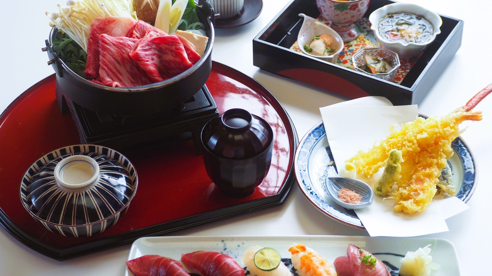 【人気の品々を堪能！】黒毛和牛すきやき会席コース付き宿泊プラン／夕朝食付