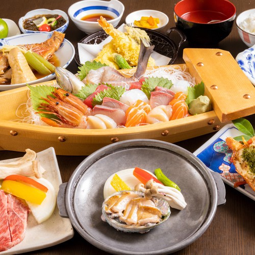 【海鮮づくしプラン】焼き伊勢海老＆鮑の陶板焼き＆鯛しゃぶのグレードアッププラン☆《2食付》