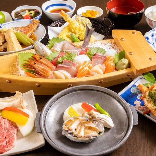 【海鮮づくしプラン】焼き伊勢海老＆鮑の陶板焼き＆鯛しゃぶのグレードアッププラン☆《2食付》