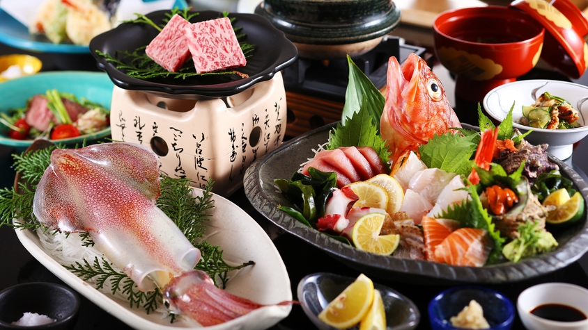 【活イカコース】活イカ姿造りと地魚盛り合わせプラン