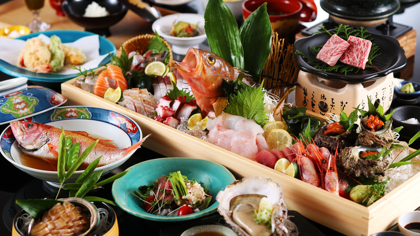 【基本プラン】温泉と朝獲れの京丹後の旬魚を楽しむ！波の音まで聞こえてきそうな、新鮮な一皿を