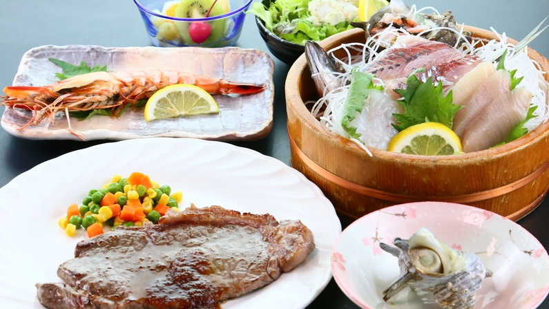 【人気No.1！】今だけお刺身50％増量！「朝獲れ」海の幸＆極旨ステーキ☆生ビール等豪華特典付き♪ 