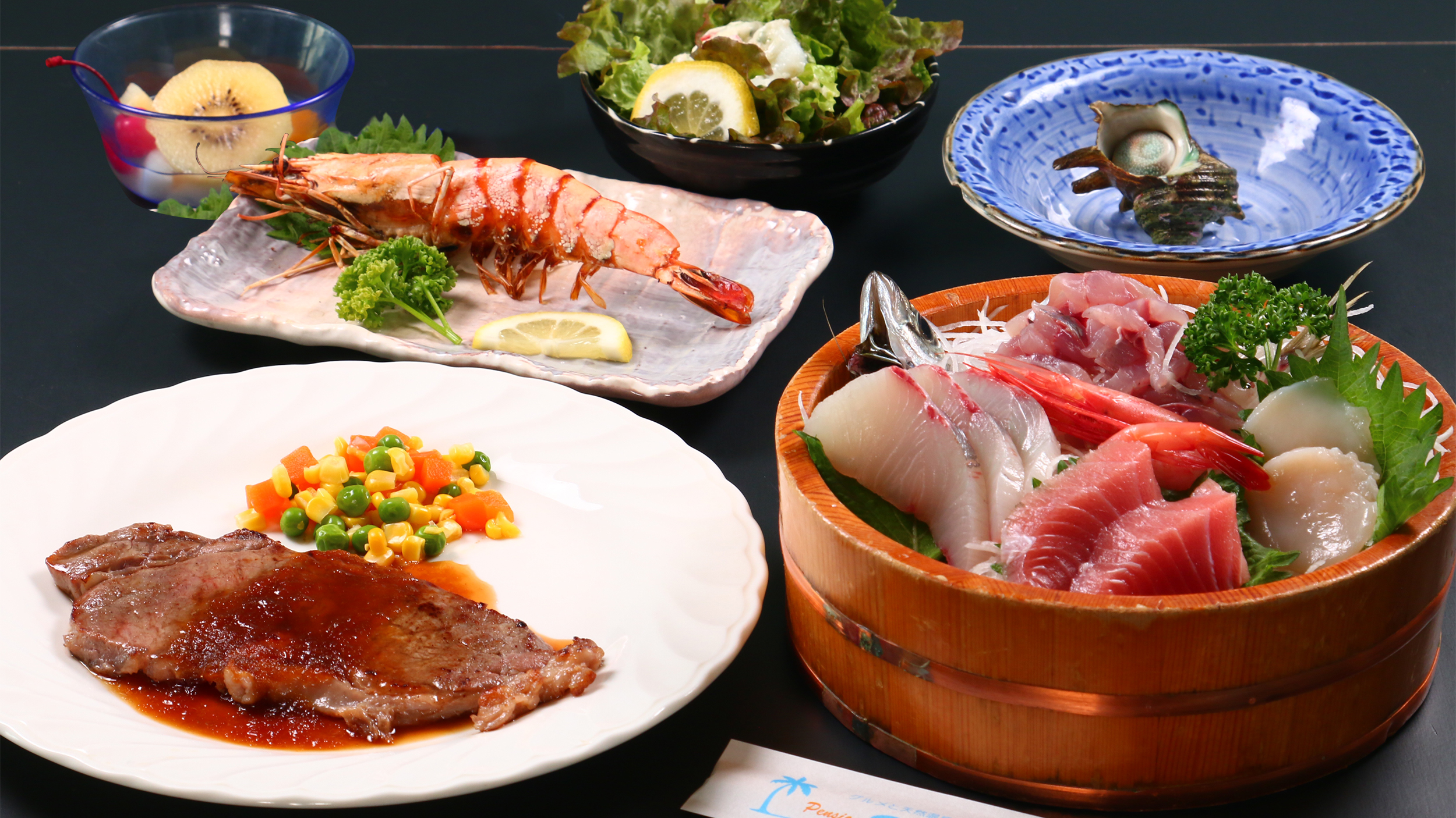 人気No.1！ボリューム満天！「朝獲れ」海の幸＆極旨ステーキ　イメージ