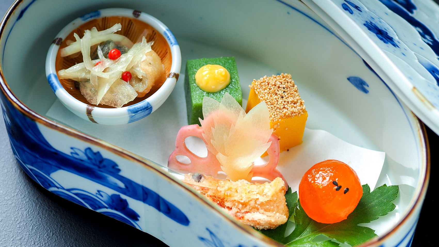 ◆組肴／地鯵南蛮漬・南京ケシの実焼・玉子西京漬など（2026年初夏お食事イメージ）