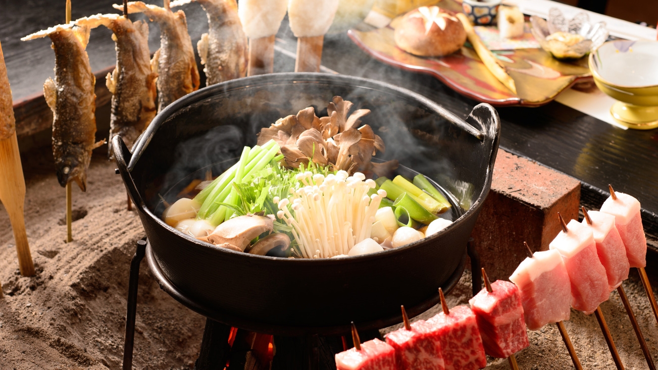 【炉端プラン】《田中屋名物》和牛・三元豚をはじめ、選び抜かれた地元栃木の新鮮食材を野趣溢れる炭火で。