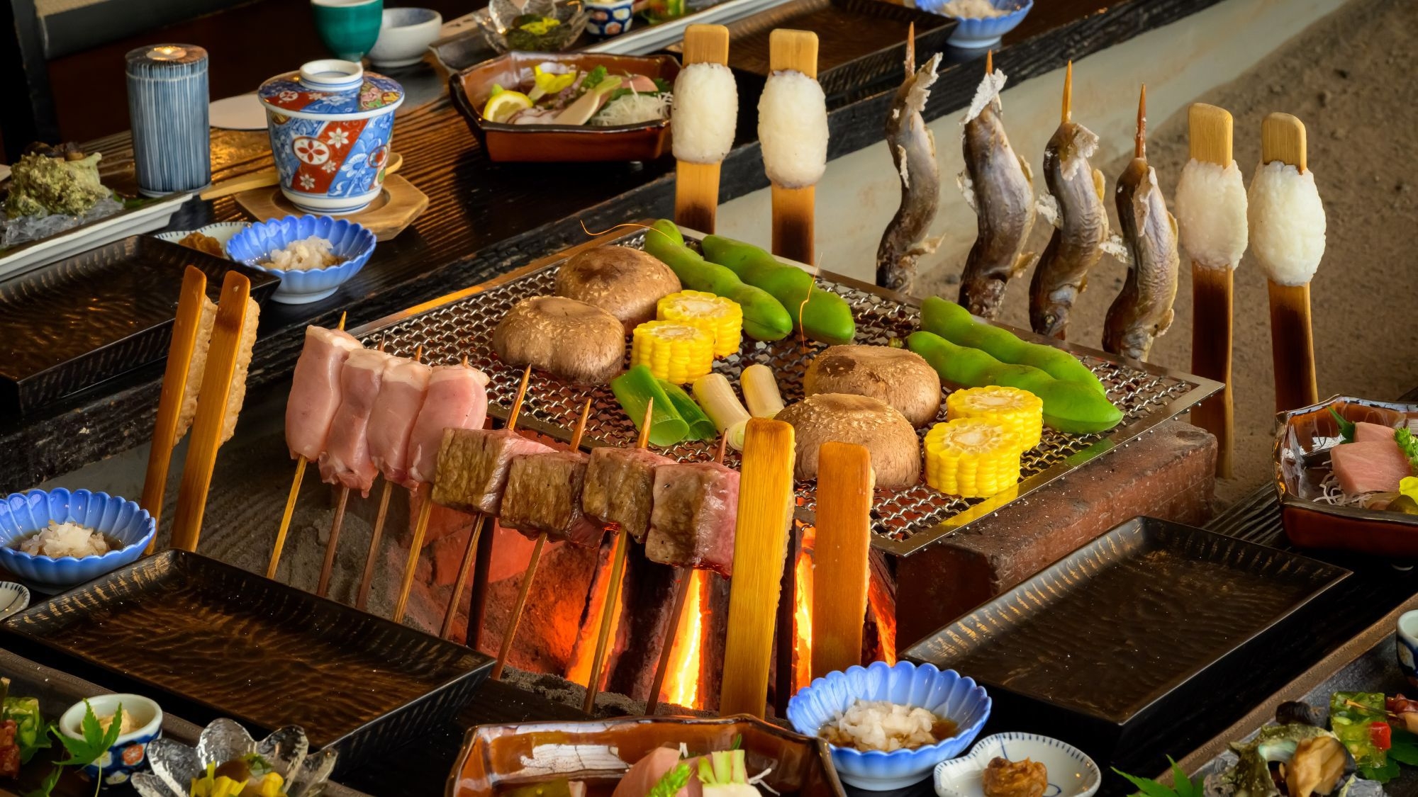 【直前割】田中屋名物 炉端焼き×とちぎ和牛｜炭火が誘う極上の旨み〜源泉かけ流しの湯宿＜2食＞