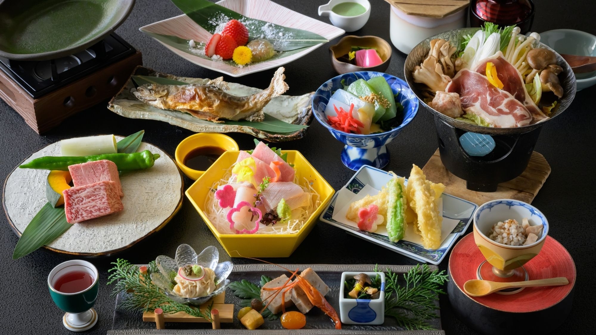 【田中屋の特選会席】とちぎ和牛と旬の美食〜名湯に身を委ねる、源泉かけ流しの湯巡り＜2食・松＞