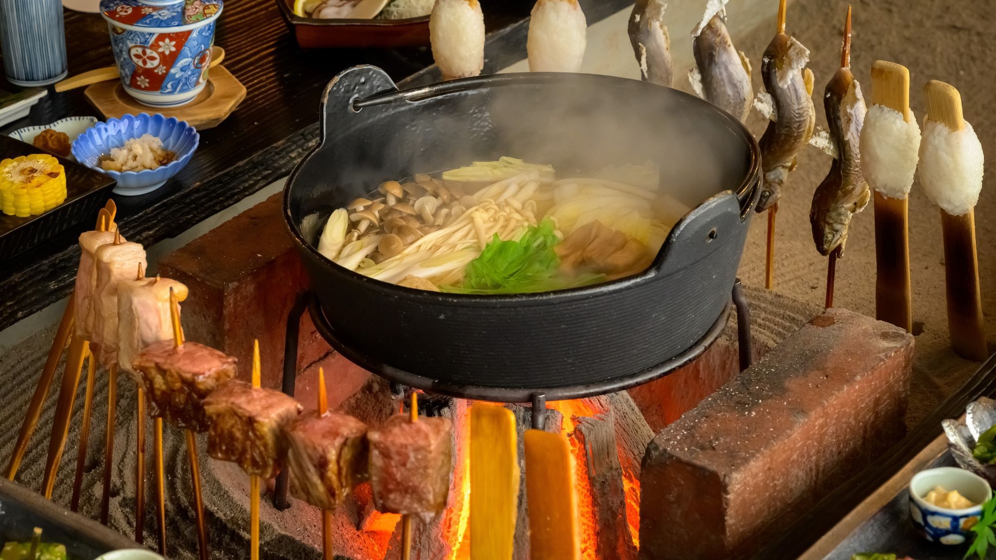 【田中屋 名物料理】炉端焼き×とちぎ和牛｜炭火が誘う極上の旨み〜源泉かけ流しの湯宿＜2食＞