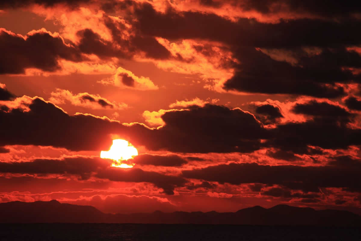 平成28年2月3日　夕日　（こばせから撮影）