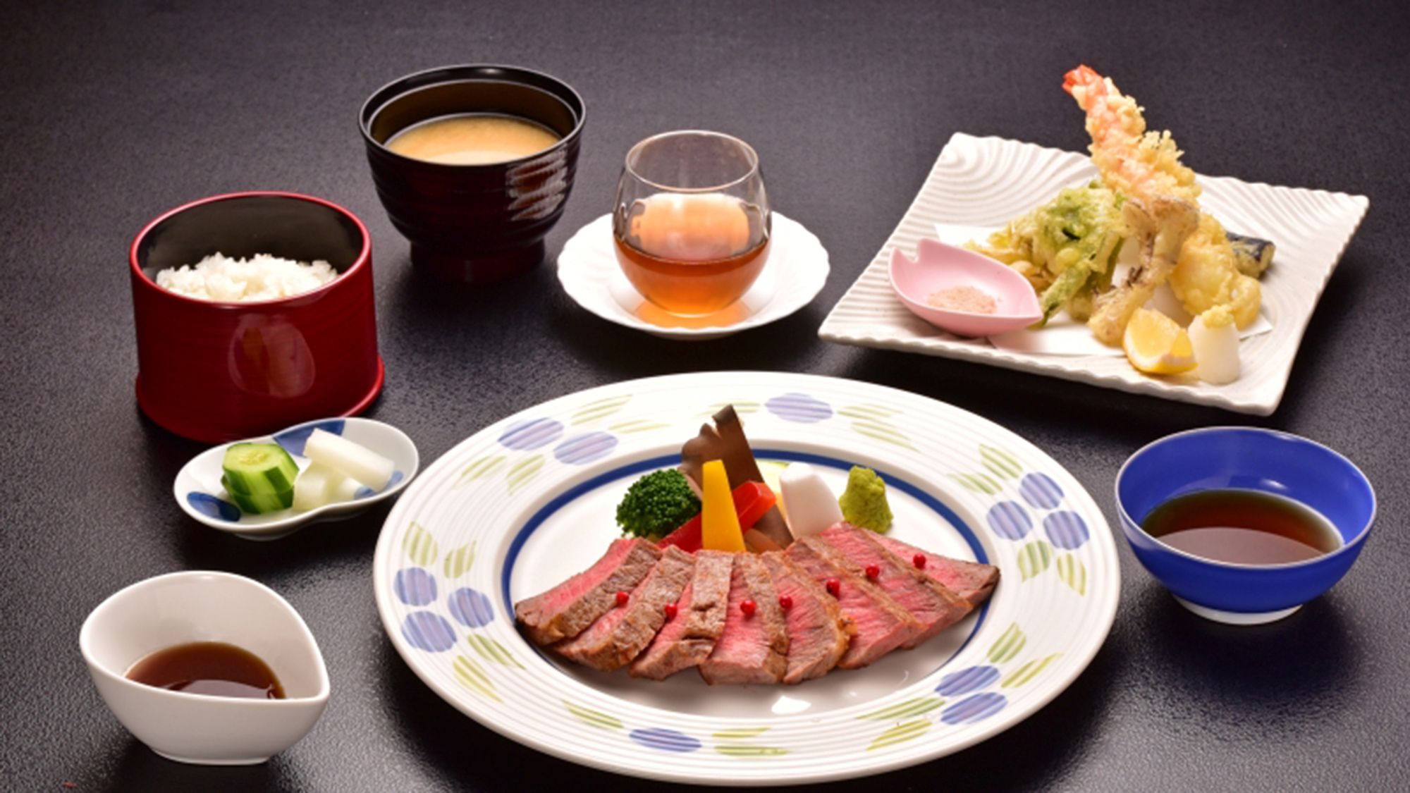 箱根西麓牛サーロインステーキ＆旬の天ぷら