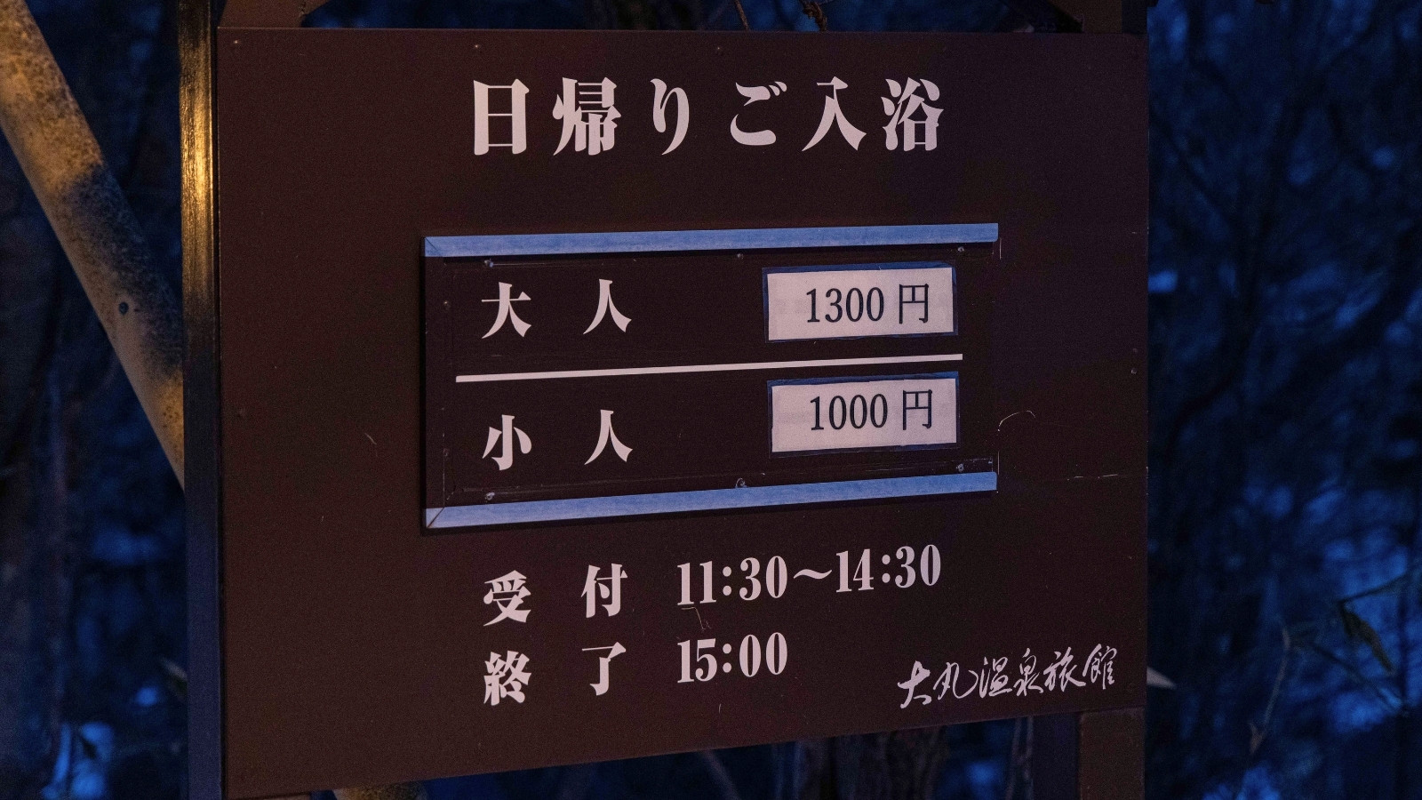 日帰り入浴料金
