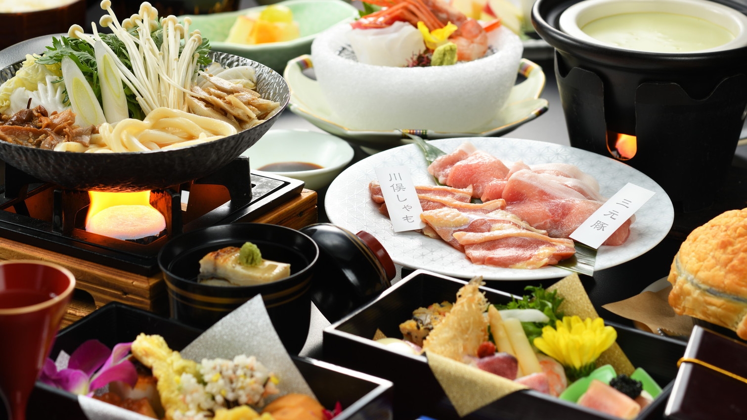 【メインの福島ブランド肉が２倍！】旨！甘！さっぱりブランド豚の満喫まんぷくプラン♪1泊2食付き