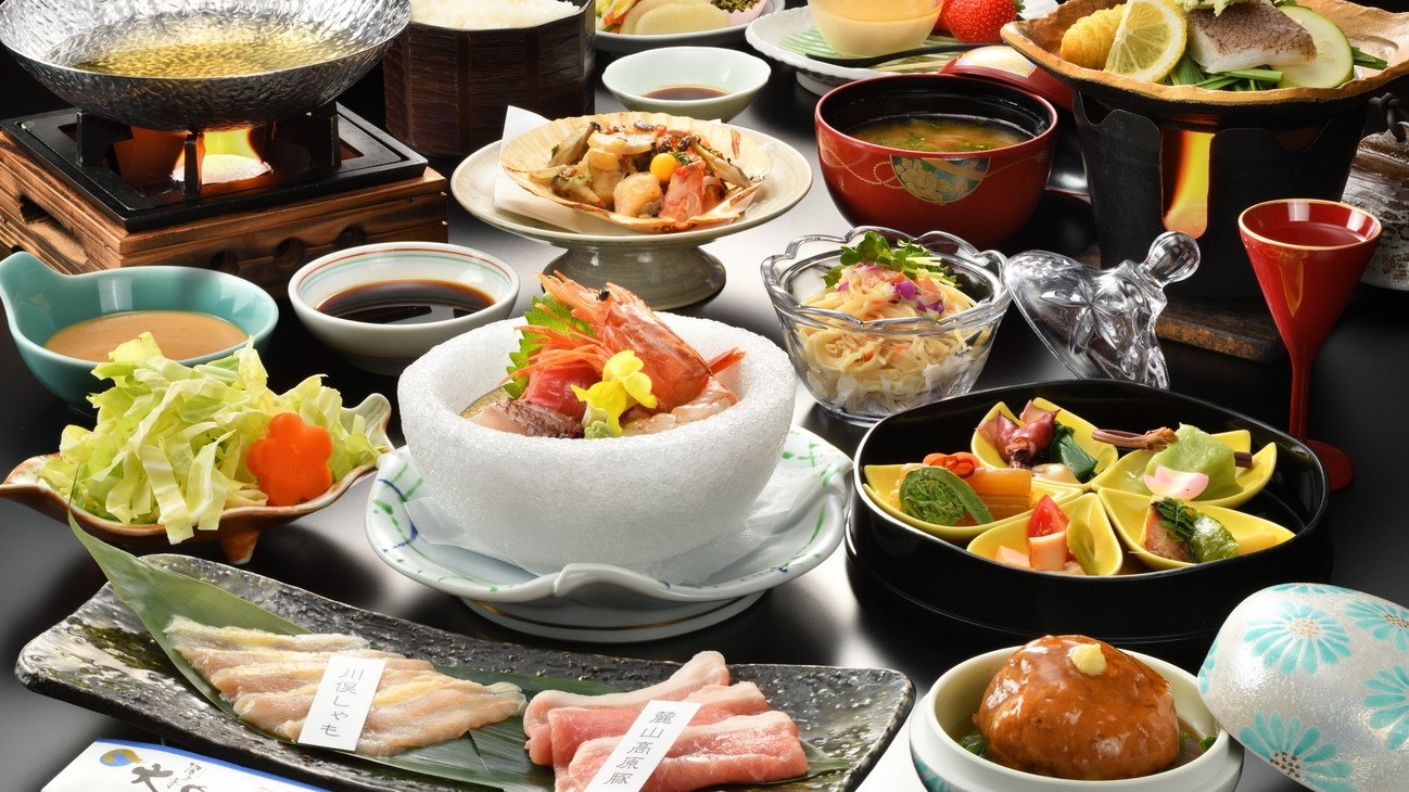 【メインの福島ブランド肉が２倍！】旨！甘！さっぱり麓山高原豚の満喫まんぷくプラン♪1泊2食付き