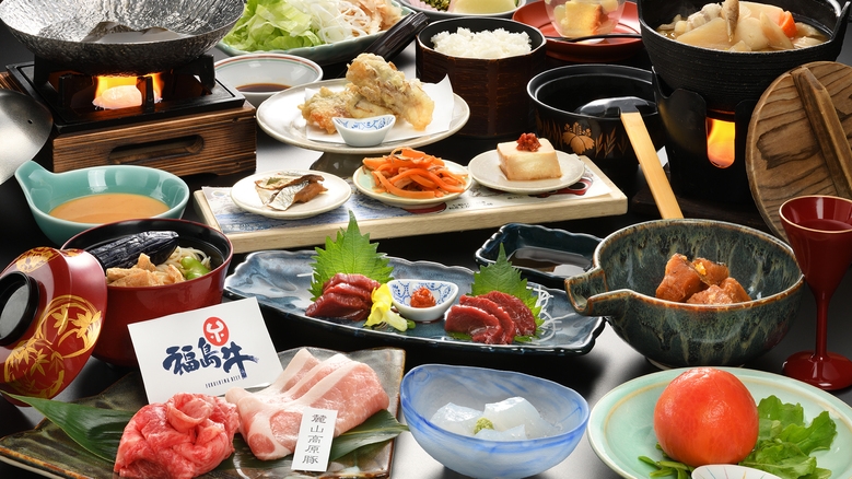 【食事は個室確約】福島県の食材を中心とした郷土料理「福島お膳」◆１泊２食付