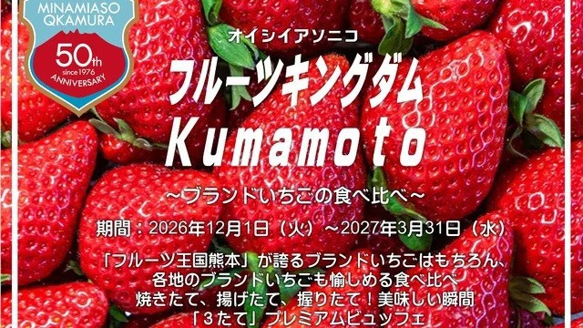 【１２月〜３月】 フルーツキングダムKumamoto ブランドいちごの食べ比べ×プレミアムビュッフェ