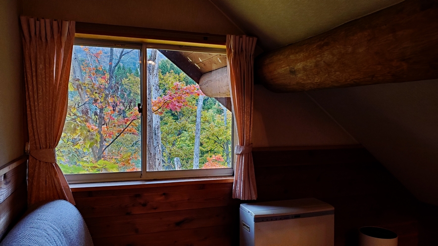202号室　2階　客室からの紅葉の景色
