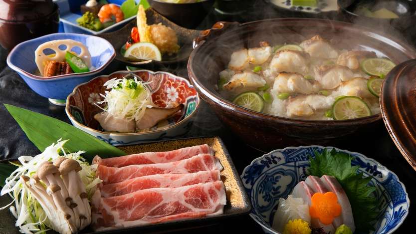 【2食付プラン】夕食は錦雲豚のしゃぶしゃぶとおおいた天然”関鯛”の土鍋飯で