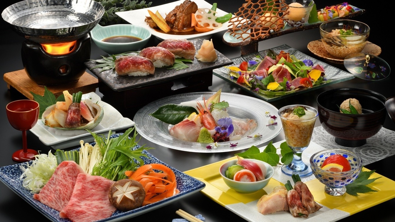 【山形牛会席】＜炙りのにぎり、山形牛煮込み、メイン料理＞とろける旨味！ブランド牛を存分に味わう