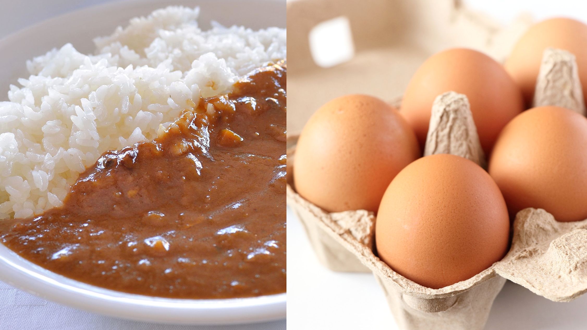 カレー朝食はなんとおかわり無料♪　たまごかけ朝食の卵は県内産の卵を使用しております^^