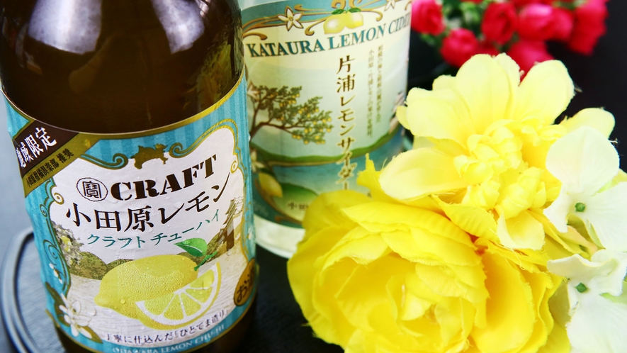 地元の飲み物：小田原レモンは爽やかレモン味のチューハイ♪片浦レモンサイダーはノンアルです