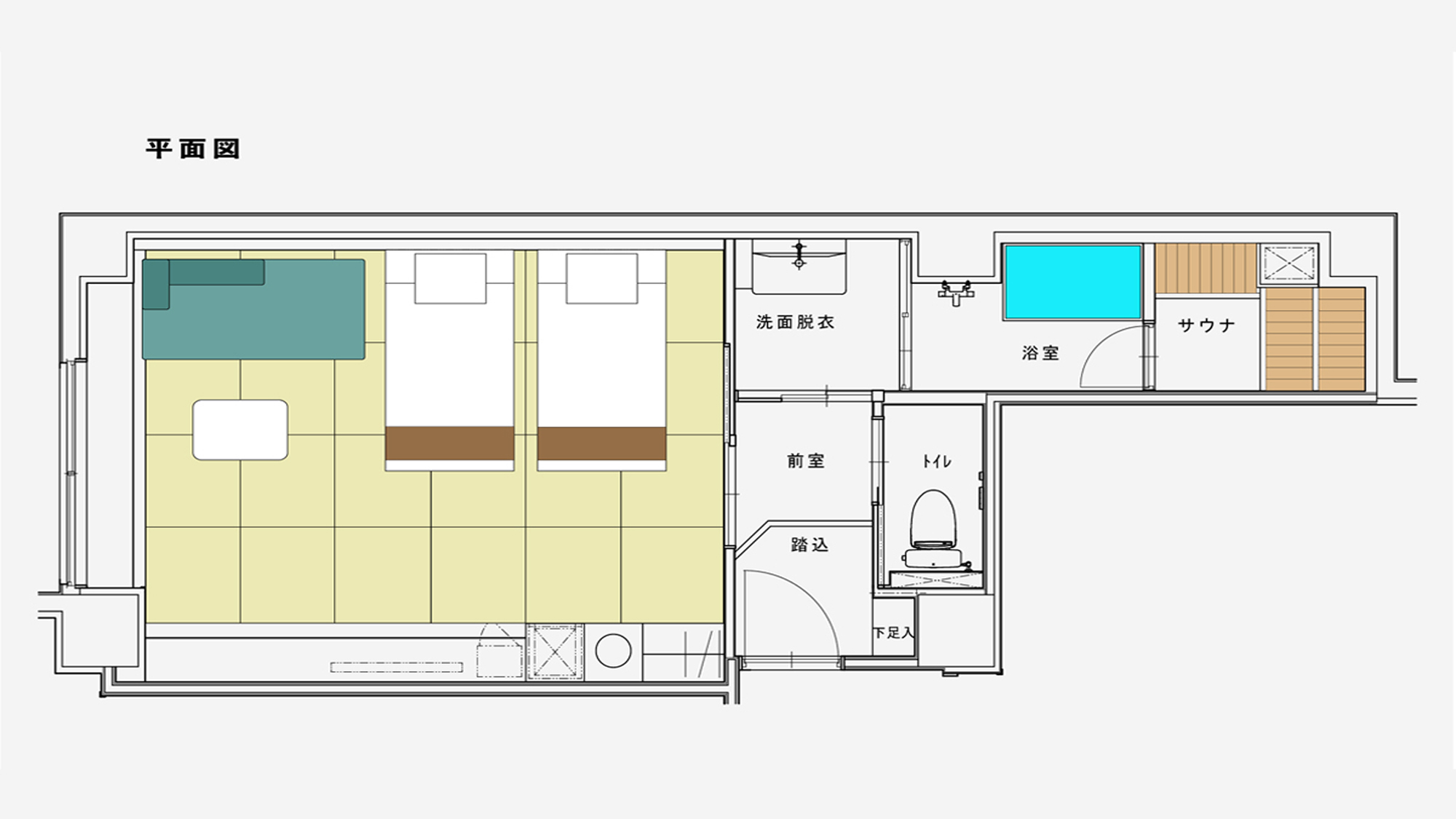 【NEW】ロウリュウサウナ付ジャパニーズルーム３７平米平面図