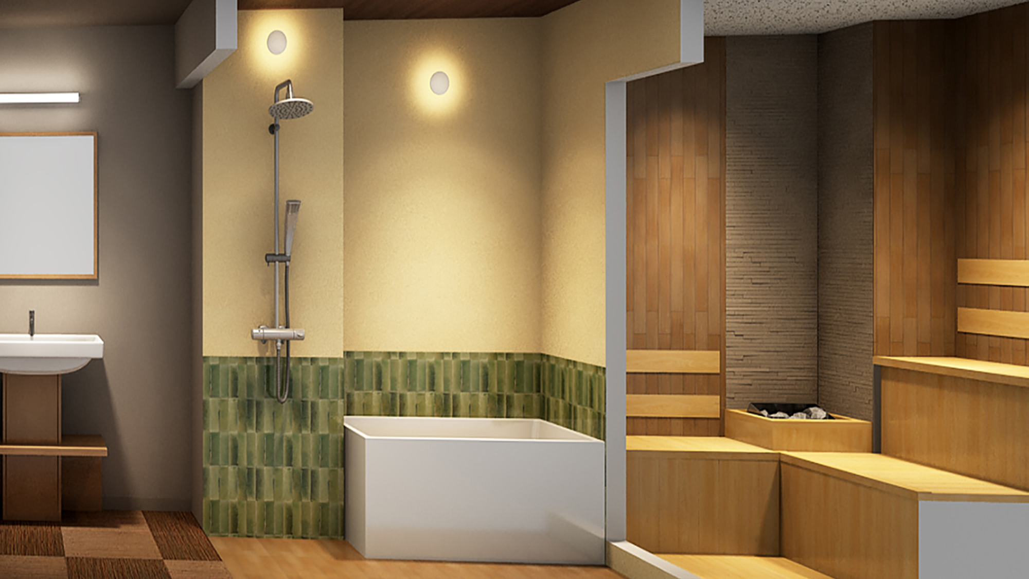 【NEW】ロウリュウサウナ付ジャパニーズルーム３７平米バスルーム