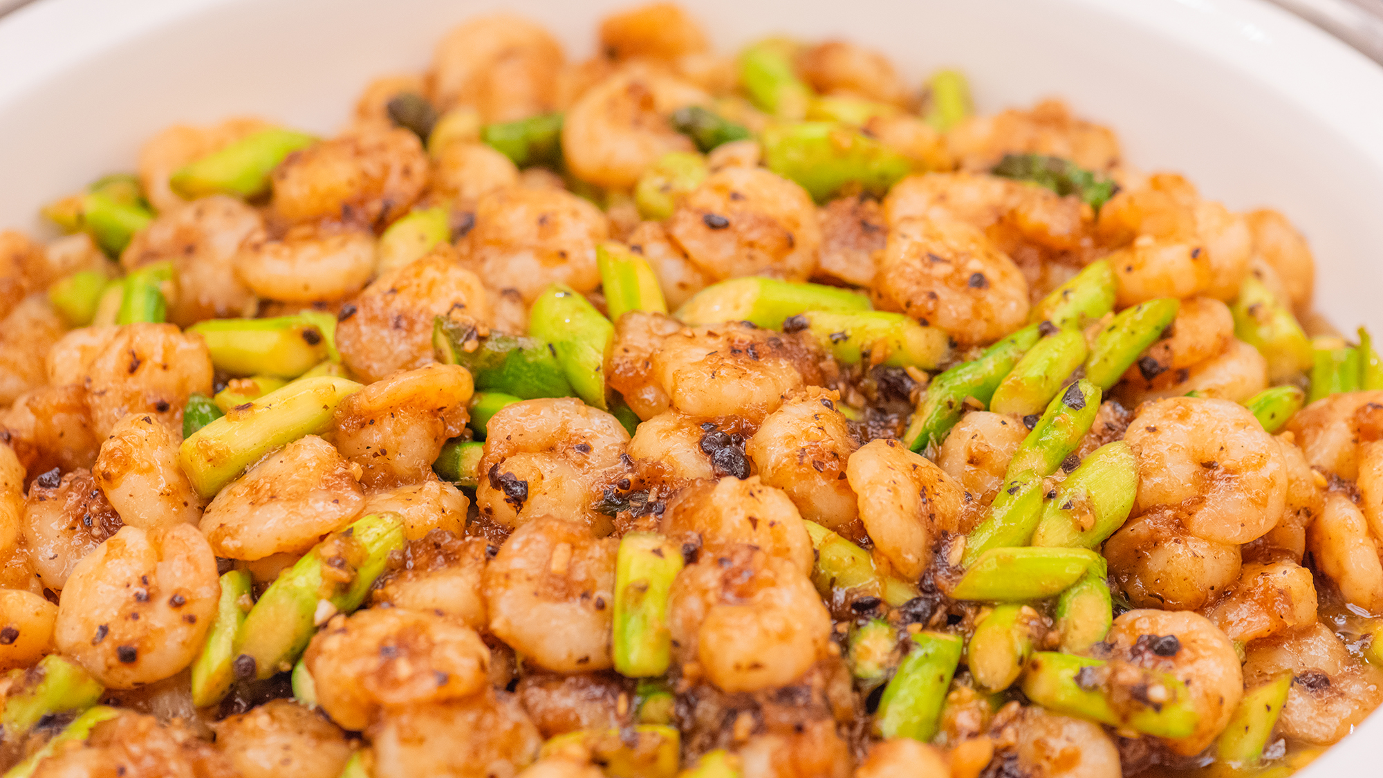 むき海老とグリーンアスパラの豆鼓炒め★3/1～4/26まで