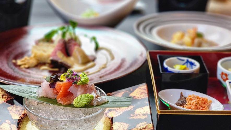 #スタンダードプラン　日本海でとれた鮮魚に、お肉、地場野菜もたっぷり味わえる和食です。