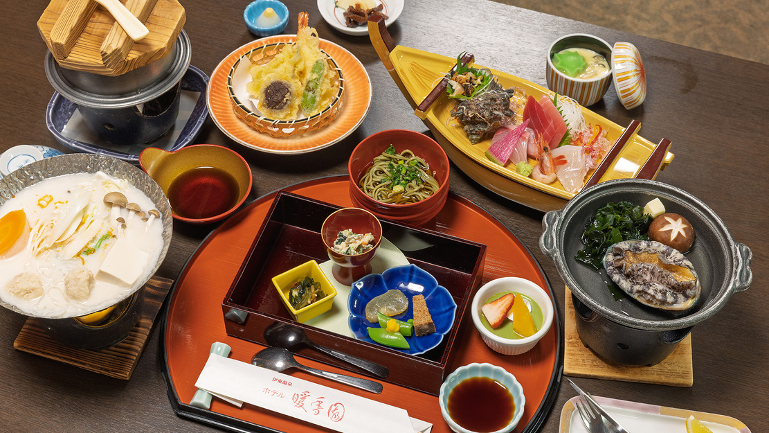 鮑酒蒸し付きグレードアップ料理