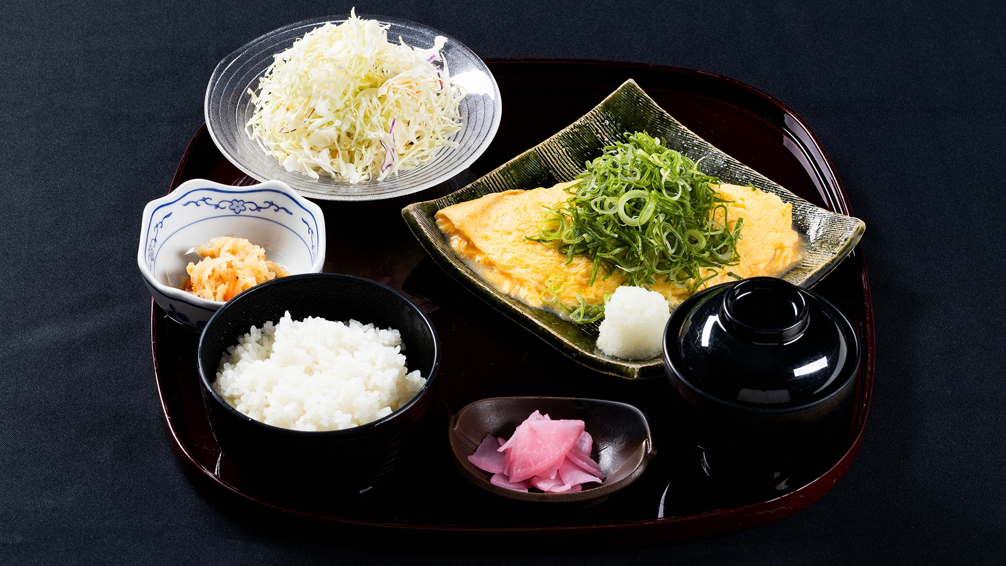 出汁オムレツ定食　ねぎ添え