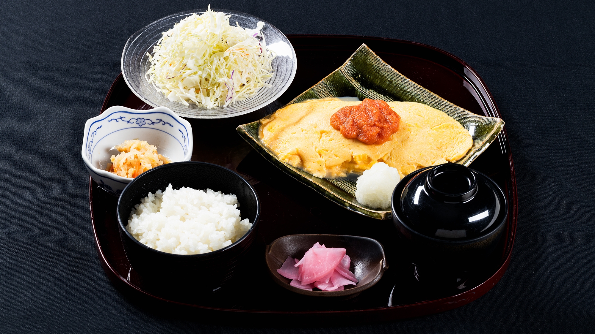 出汁オムレツ定食 明太子添え