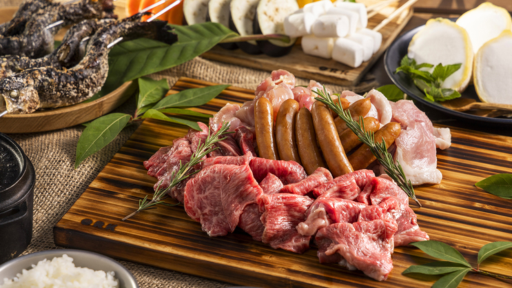 【楽天月末セール】＜2食付：スタンダードBBQ＞飛騨牛＆ボーノポーク＋釣り体験
