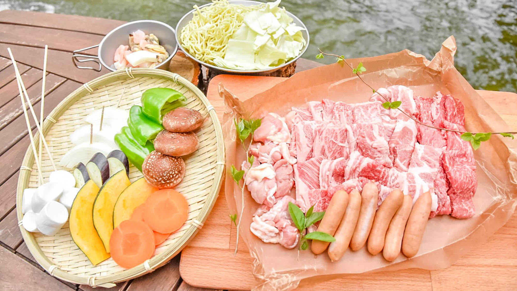 【C：特上飛騨牛＆焼きそばBBQセット付 夕食】岐阜の旨味堪能♪ブランド飛騨牛150gと国産豚＋鶏肉