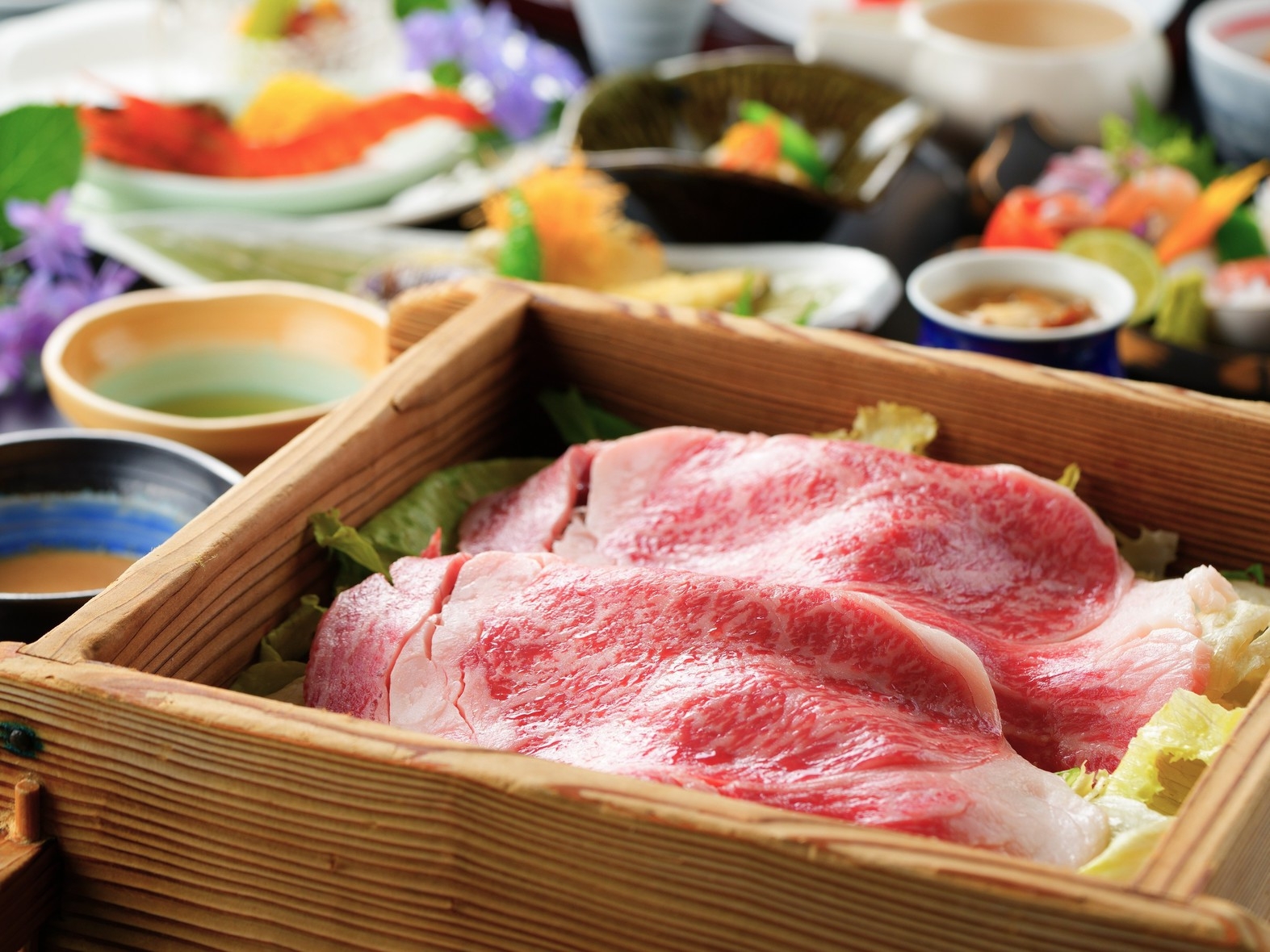 【少量懐石プラン】通常のお食事よりもボリューム控えめ！おおいた和牛蒸ししゃぶ会席料理＜夕食お食事処＞