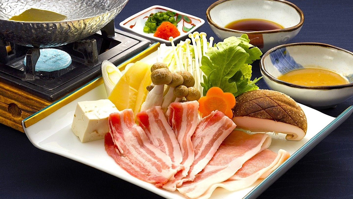 【コスパ×美味】ハーブ豚のしゃぶしゃぶ会席プラン！無料の貸切風呂付き＜夕食お食事処＞