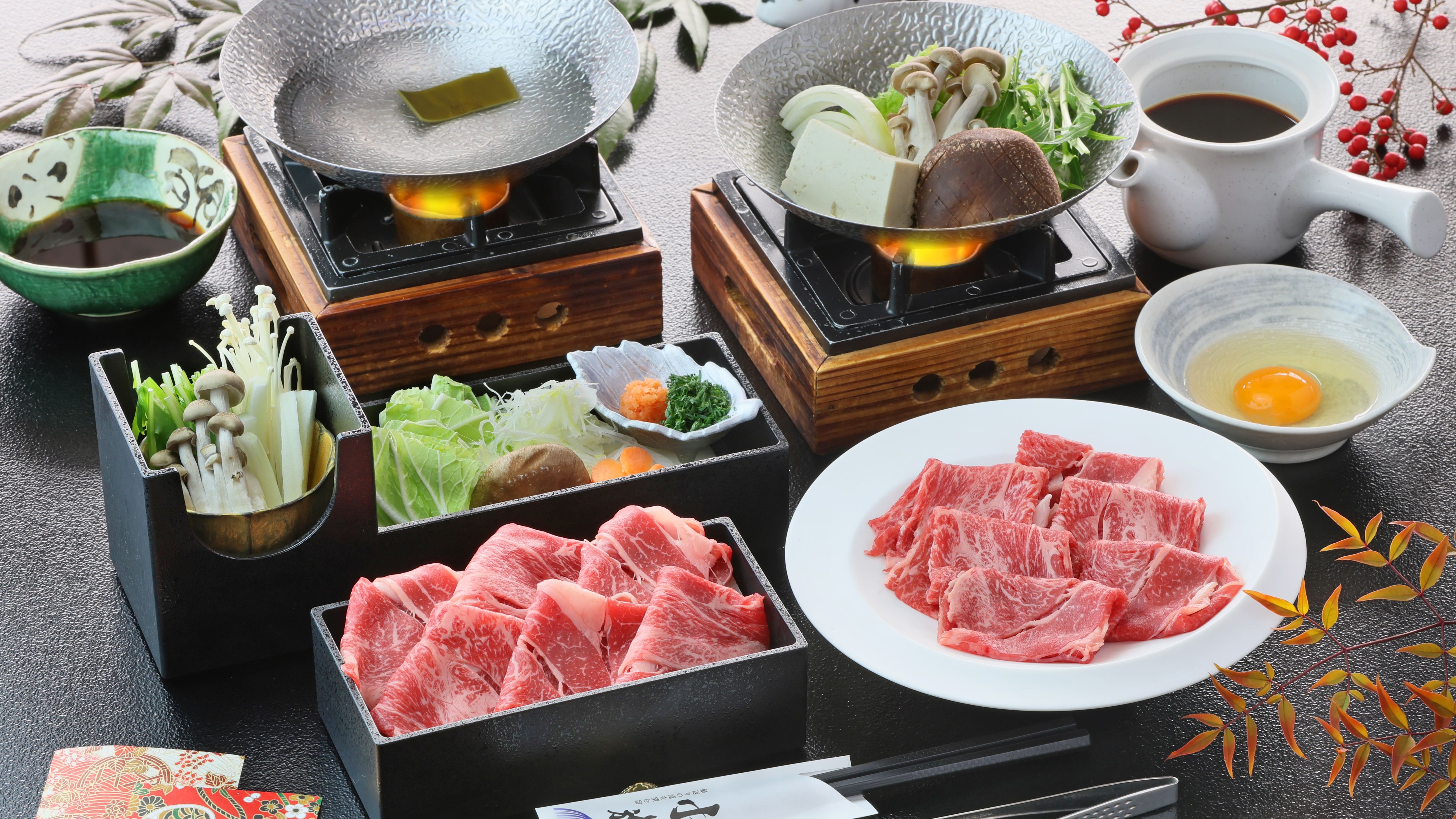 選べるあか牛しゃぶしゃぶ、すき焼き鍋