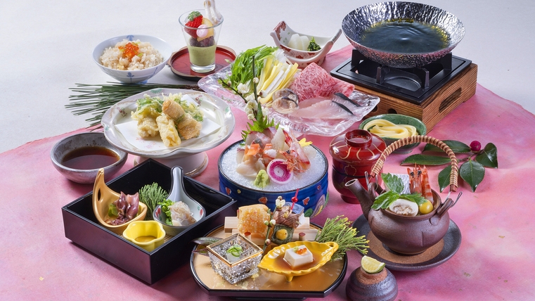 ＜夕食グレードUP＞造里・焼き・揚げから選べる＜極上の鮑＞と岡山産食材を愉しむ。鮑付き特別会席プラン