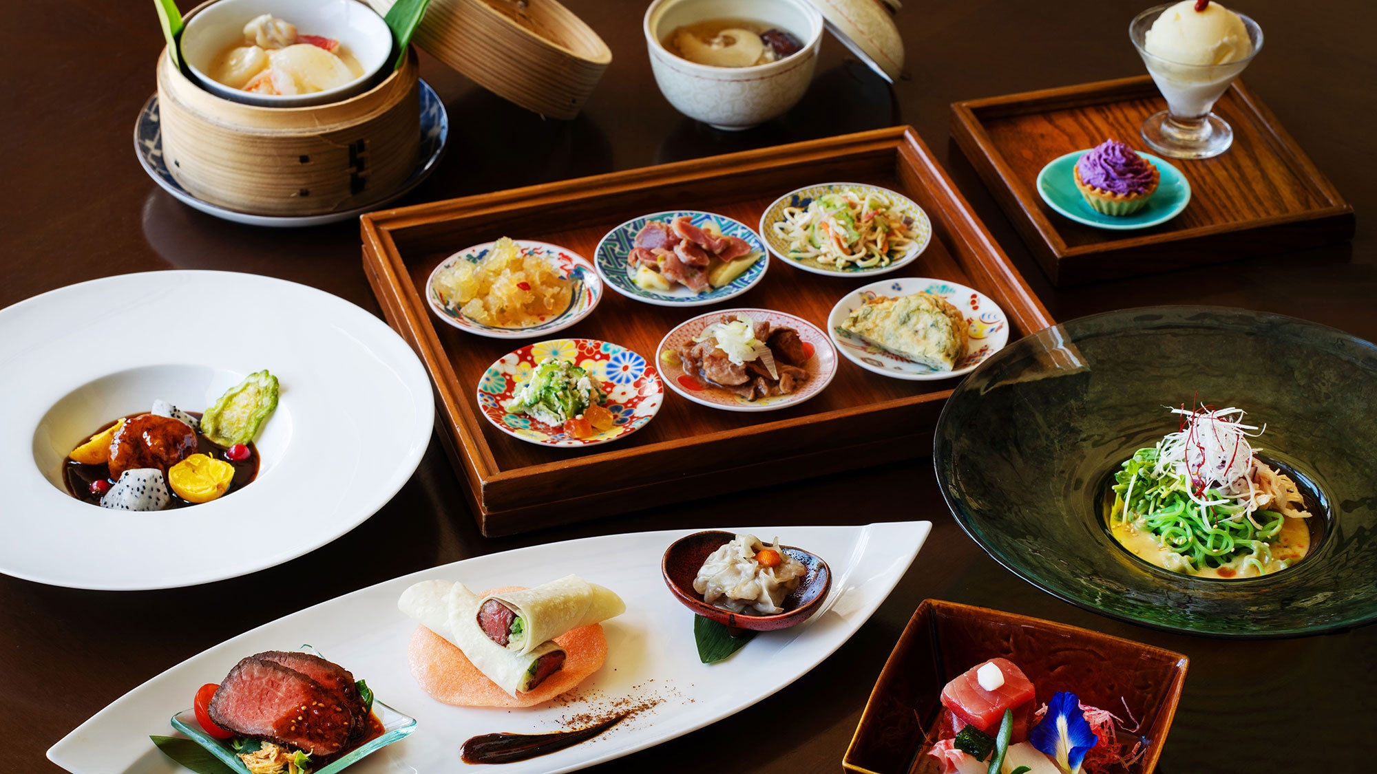 【琉球新天地】沖縄の食材を味わう　石垣オリエンタルorゆんたく　選べるディナーコース・夕＆朝食付き