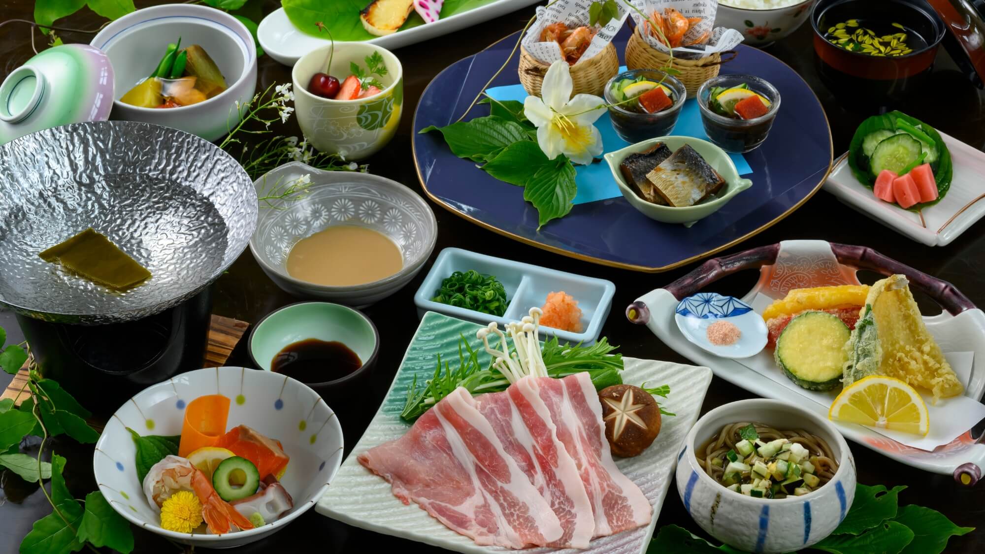 【夏のこまくさ会席】自然豊かな山形の旬の味覚を楽しむ会席一例です
