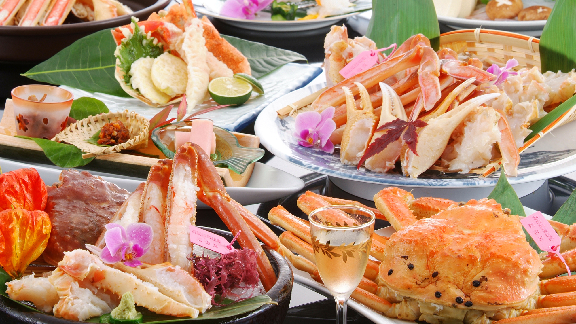 あまるべ温泉 夕香楼しょう和のカニ料理。カニビルが付いた松葉ガニと焼きガニ
