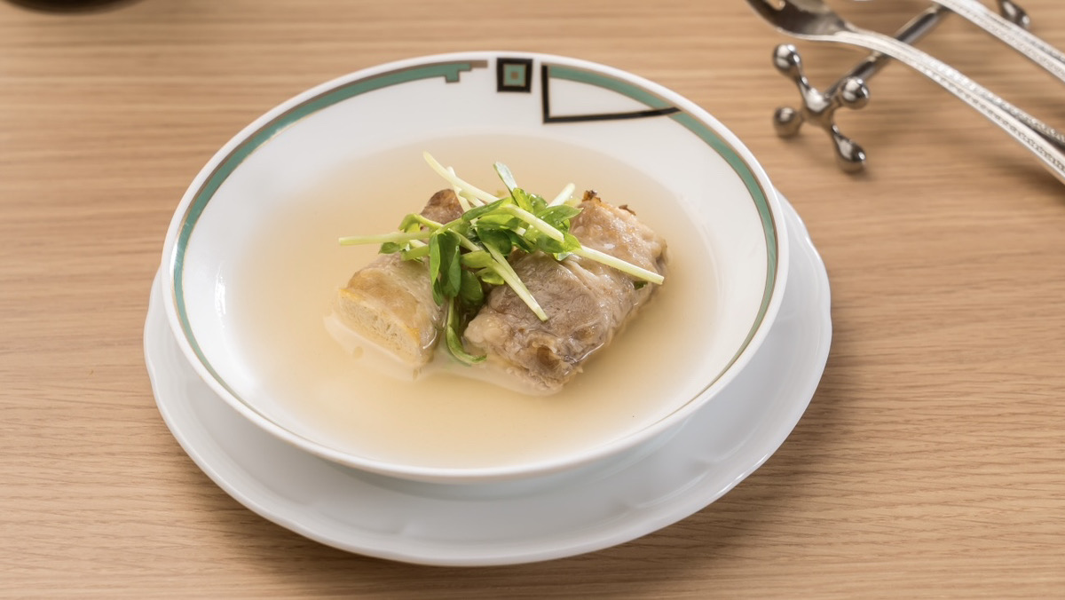 【朝食】肉巻き豆腐 和風餡掛け 肉吸い風